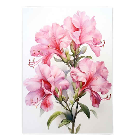 Watercolor Azalea Wall Art Illustration Print Poster Unframed - Picture 2 of 5